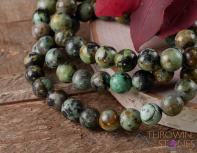 AFRICAN TURQUOISE JASPER Crystal Bracelet - Round Beads - Beaded Bracelet, Handmade Jewelry, Healing Crystal Bracelet, E0588-Throwin Stones