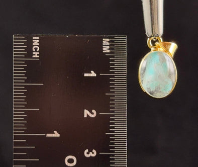 AJOITE Pendant - Oval - Rare 18k Gold AJOITE included Quartz Crystal Pendant from Messina, South Africa, 53940-Throwin Stones
