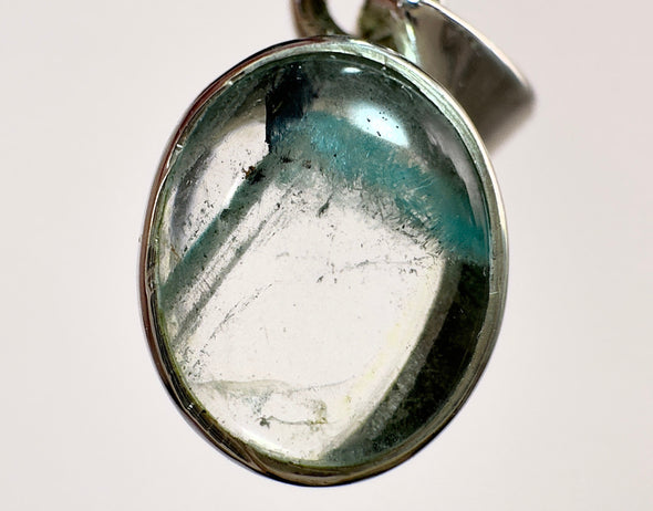 AJOITE Pendant - Sterling Silver, Oval - RARE Ajoite Included Quartz Polished Crystal Pendant from Messina, South Africa, 54040-Throwin Stones