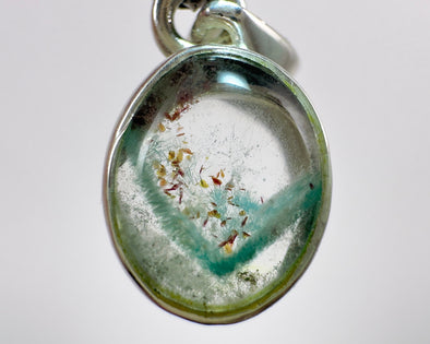 AJOITE Pendant - Sterling Silver, Oval - RARE Ajoite Included Quartz Polished Crystal Pendant from Messina, South Africa, 54041-Throwin Stones
