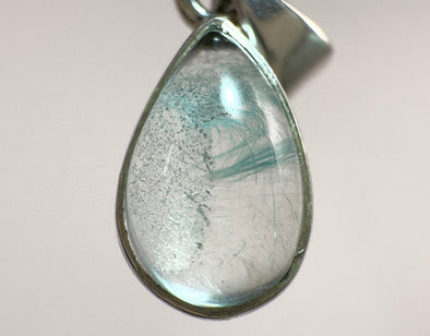 AJOITE Pendant - Sterling Silver, Teardrop - RARE Ajoite Included Quartz Polished Crystal Pendant from Messina, South Africa, 54048-Throwin Stones