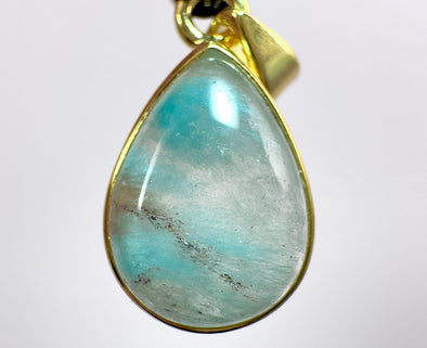 AJOITE Pendant - Tear Drop - Rare 18k Gold AJOITE included Quartz Crystal Pendant from Messina, South Africa, 53942-Throwin Stones