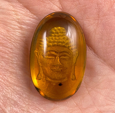 AMBER Crystal Buddha - Crystal Carving, Housewarming Gift, Home Decor, Healing Crystals and Stones, 52542-Throwin Stones