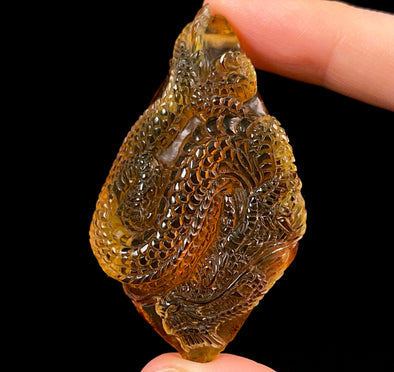 AMBER Crystal Dragon - Crystal Carving, Housewarming Gift, Home Decor, Healing Crystals and Stones, 52691-Throwin Stones