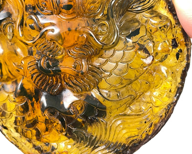 AMBER Crystal Dragon - UV Reactive - Crystal Carving, Housewarming Gift, Home Decor, Healing Crystals and Stones, 52662-Throwin Stones