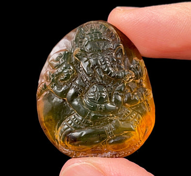 AMBER Crystal Ganesha - Crystal Carving, Housewarming Gift, Home Decor, Healing Crystals and Stones, 52680-Throwin Stones
