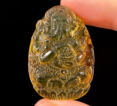 AMBER Crystal Ganesha - Crystal Carving, Housewarming Gift, Home Decor, Healing Crystals and Stones, 52689-Throwin Stones