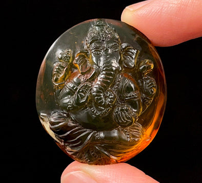 AMBER Crystal Ganesha - Crystal Carving, Housewarming Gift, Home Decor, Healing Crystals and Stones, 52700-Throwin Stones