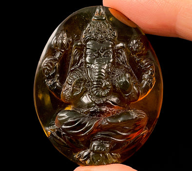 AMBER Crystal Ganesha - Crystal Carving, Housewarming Gift, Home Decor, Healing Crystals and Stones, 52701-Throwin Stones