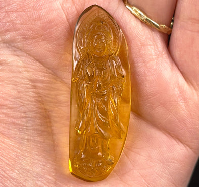 AMBER Crystal Kuan Yin - Crystal Carving, Housewarming Gift, Home Decor, Healing Crystals and Stones, 52674-Throwin Stones