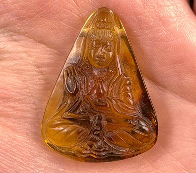 AMBER Crystal Kuan Yin - Crystal Carving, Housewarming Gift, Home Decor, Healing Crystals and Stones, 52695-Throwin Stones