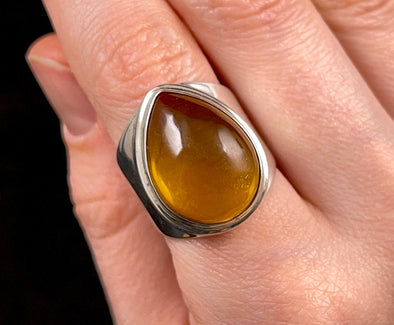 AMBER Ring - Sterling Silver, Flawless AAA, Size 7 - Amber Stone, Crystal Ring, Handmade Jewelry, Healing Crystals and Stones, 52647-Throwin Stones