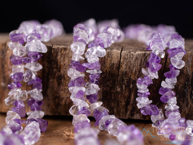 AMETHYST & CLEAR QUARTZ Crystal Necklace - Chip Beads - Long Crystal Necklace, Beaded Necklace, Handmade Jewelry, E2015-Throwin Stones