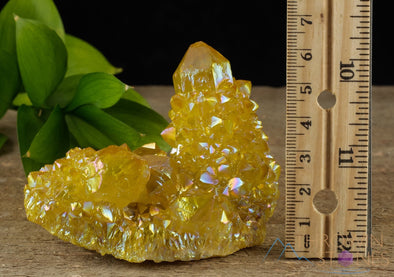 AURA QUARTZ Sunshine Yellow - Rainbow Aura Quartz, Crystal Cluster, Spirit Quartz, Crystal Decor, R0622-Throwin Stones