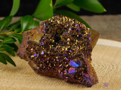 AURA QUARTZ, Titanium Gold - Rainbow Aura Quartz, Crystal Cluster, Spirit Quartz, Crystal Decor, Metaphysical, R0526-Throwin Stones