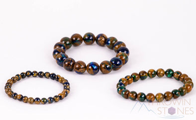 AZURITE MALACHITE Crystal Bracelet - Round Beads - Beaded Bracelet, Handmade Jewelry, Healing Crystal Bracelet, E1634-Throwin Stones