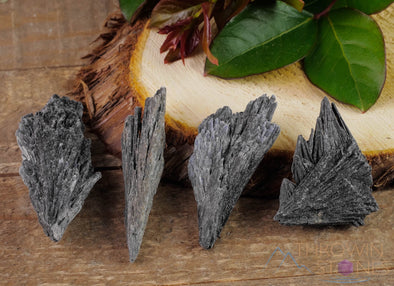 BLACK KYANITE Raw Crystal Fan - Metaphysical, Home Decor, Raw Crystals and Stones, E0836-Throwin Stones