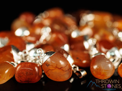 CARNELIAN Crystal Pendant - Tumbled Crystals, Handmade Jewelry, Healing Crystals and Stones, E0985-Throwin Stones