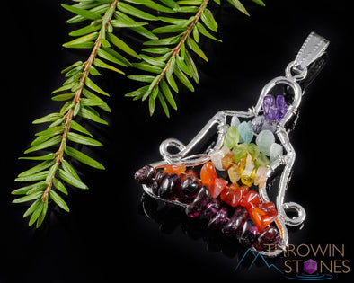 CHAKRA Crystal Pendant - Yoga Meditation - Wire Wrapped Jewelry, Handmade Jewelry, Healing Crystals and Stones, E1512-Throwin Stones