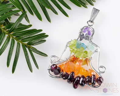 CHAKRA Crystal Pendant - Yoga Meditation - Wire Wrapped Jewelry, Handmade Jewelry, Healing Crystals and Stones, E1512-Throwin Stones