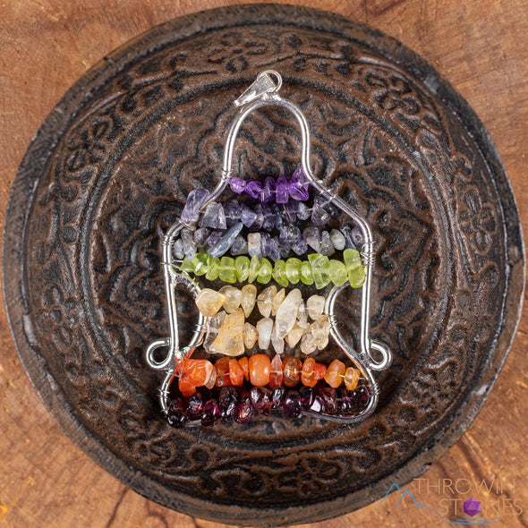 CHAKRA Crystal Pendant - Yoga Meditation - Wire Wrapped Jewelry, Handmade Jewelry, Healing Crystals and Stones, E1992-Throwin Stones