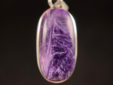 CHAROITE Crystal Pendant - Sterling Silver, Oval - Handmade Jewelry, Healing Crystals and Stones, 52574-Throwin Stones