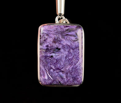 CHAROITE Crystal Pendant - Sterling Silver, Rectangle - Fine Jewelry, Healing Crystals and Stones, 52133-Throwin Stones