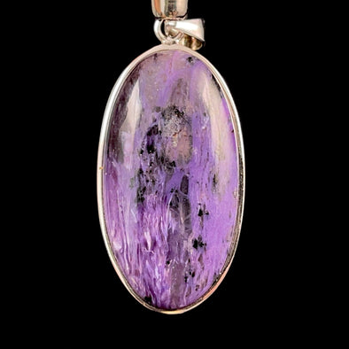 CHAROITE Crystal Pendant - Top Grade, Sterling Silver, Oval - Handmade Jewelry, Healing Crystals and Stones, 52553-Throwin Stones