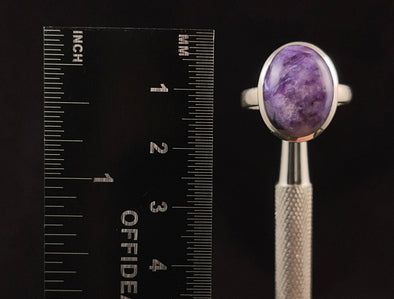 CHAROITE Crystal Ring - Sterling Silver Ring, Size 7.5 - Gemstone Ring, Fine Jewelry, 52364-Throwin Stones