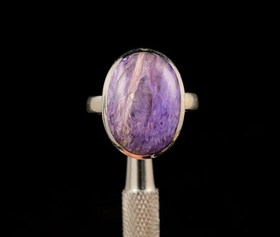 CHAROITE Crystal Ring - Sterling Silver Ring, Size 8 - Gemstone Ring, Fine Jewelry, 52365-Throwin Stones