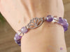 CHEVRON AMETHYST Crystal Bracelet - Lotus Flower, Clear QUARTZ, Round Beads - Charm Bracelet, Beaded Bracelet, Handmade Jewelry, E1437-Throwin Stones