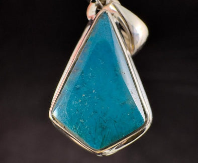 CHRYSOCOLLA Crystal Pendant - Gem Silica, Blue Chalcedony, Sterling Silver, Arrowhead - Fine Jewelry, Healing Crystals and Stones, 54190-Throwin Stones