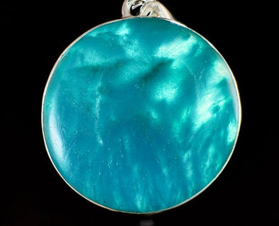 CHRYSOCOLLA Crystal Pendant - Gem Silica, Blue Chalcedony, Sterling Silver, Circle - Fine Jewelry, Healing Crystals and Stones, 54183-Throwin Stones