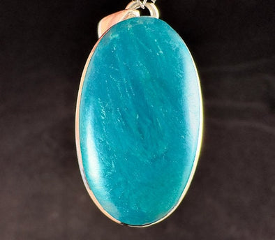 CHRYSOCOLLA Crystal Pendant - Gem Silica, Blue Chalcedony, Sterling Silver, Oval - Fine Jewelry, Healing Crystals and Stones, 54184-Throwin Stones