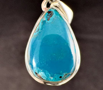 CHRYSOCOLLA Crystal Pendant - Gem Silica, Blue Chalcedony, Sterling Silver, Teardrop - Fine Jewelry, Healing Crystals and Stones, 54178-Throwin Stones