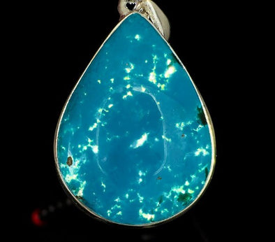 CHRYSOCOLLA Crystal Pendant - Gem Silica, Blue Chalcedony, Sterling Silver, Teardrop - Fine Jewelry, Healing Crystals and Stones, 54179-Throwin Stones