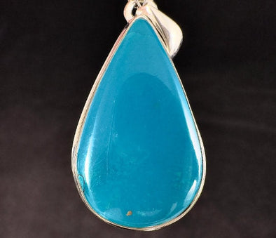 CHRYSOCOLLA Crystal Pendant - Gem Silica, Blue Chalcedony, Sterling Silver, Teardrop - Fine Jewelry, Healing Crystals and Stones, 54180-Throwin Stones