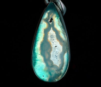 CHRYSOCOLLA Crystal Pendant - Gem Silica, Blue Chalcedony, Sterling Silver, Teardrop - Fine Jewelry, Healing Crystals and Stones, 54191-Throwin Stones