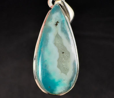 CHRYSOCOLLA Crystal Pendant - Gem Silica, Blue Chalcedony, Sterling Silver, Teardrop - Fine Jewelry, Healing Crystals and Stones, 54191-Throwin Stones