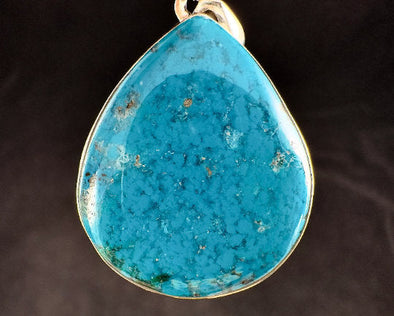 CHRYSOCOLLA Crystal Pendant - Gem Silica, Blue Chalcedony, Sterling Silver, Teardrop - Fine Jewelry, Healing Crystals and Stones, 54193-Throwin Stones