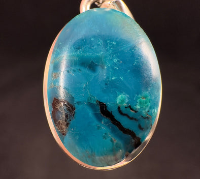 CHRYSOCOLLA Crystal Pendant - Gem Silica - Genuine Chrysocolla in Chalcedony Gemstone Cabochon Set in a Sterling Silver Bezel, 52856-Throwin Stones