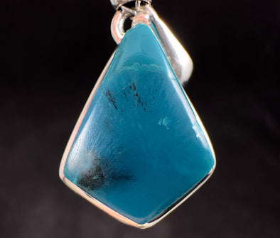 CHRYSOCOLLA Crystal Pendant - Gem Silica - Genuine Polished Chrysocolla in Chalcedony Crystal Cabochon Set in a Sterling Silver Bezel, 52861-Throwin Stones