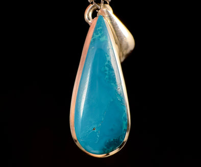 CHRYSOCOLLA Gemstone Pendant - Gem Silica - Authentic Chrysocolla in Chalcedony Gemstone Cabcohon Set in an Open Back Bezel, 52860-Throwin Stones