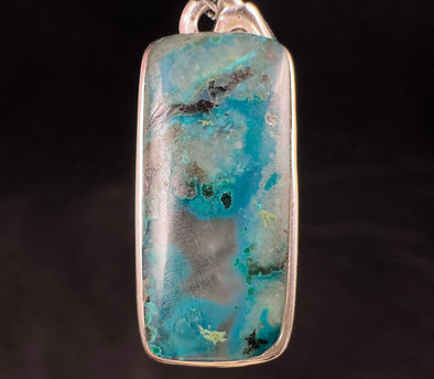 CHRYSOCOLLA Gemstone Pendant - Gem Silica - Authentic Chrysocolla in Chalcedony Gemstone Cabochon Set in a Sterling Silver Bezel, 52852-Throwin Stones
