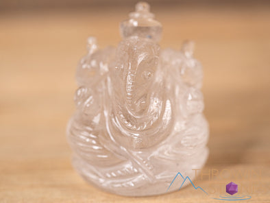 CLEAR HIMALAYAN QUARTZ Crystal Ganesha - Lord Ganesh Statue, Crystal Carving, Home Decor, Healing Crystals and Stones, 40685-Throwin Stones