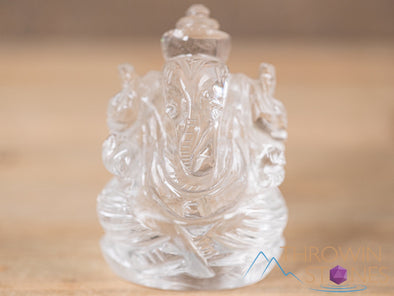 CLEAR HIMALAYAN QUARTZ Crystal Ganesha - Lord Ganesh Statue, Crystal Carving, Home Decor, Healing Crystals and Stones, 40687-Throwin Stones