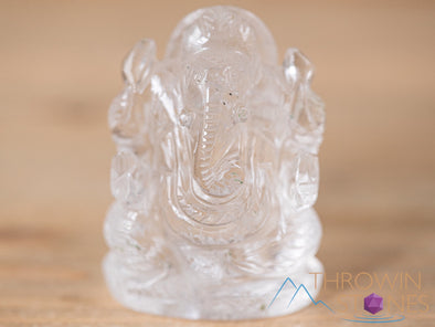 CLEAR HIMALAYAN QUARTZ Crystal Ganesha - Lord Ganesh Statue, Crystal Carving, Home Decor, Healing Crystals and Stones, 40688-Throwin Stones
