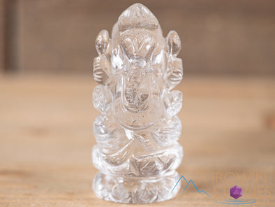 CLEAR HIMALAYAN QUARTZ Crystal Ganesha - Lord Ganesh Statue, Crystal Carving, Home Decor, Healing Crystals and Stones, 40690-Throwin Stones