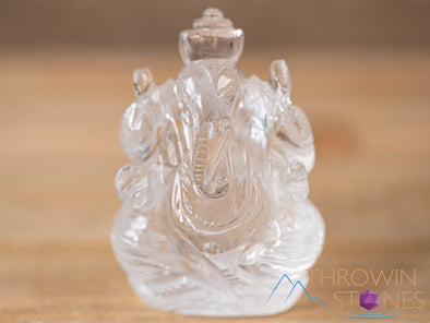 CLEAR HIMALAYAN QUARTZ Crystal Ganesha - Lord Ganesh Statue, Crystal Carving, Home Decor, Healing Crystals and Stones, 40702-Throwin Stones