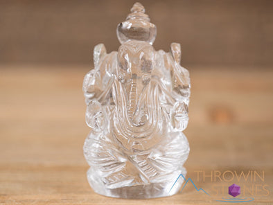 CLEAR HIMALAYAN QUARTZ Crystal Ganesha - Lord Ganesh Statue, Crystal Carving, Home Decor, Healing Crystals and Stones, 40705-Throwin Stones